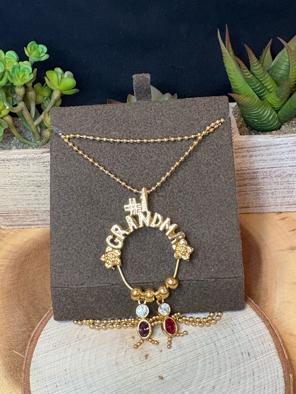 Gold-Tone "#1 Grandma" Pendant Necklace and Charm Bracelet Set ❤️
